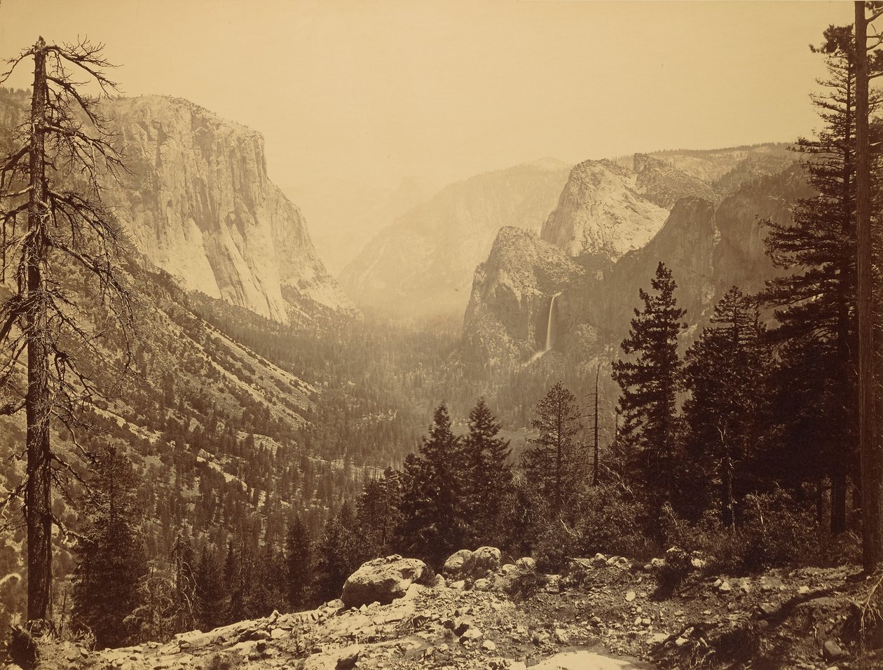 Yosemitské údolí z Inspiration Point, stezka Mariposa / Celkový pohled na údolí z Inspiration Point od Carleton Watkins