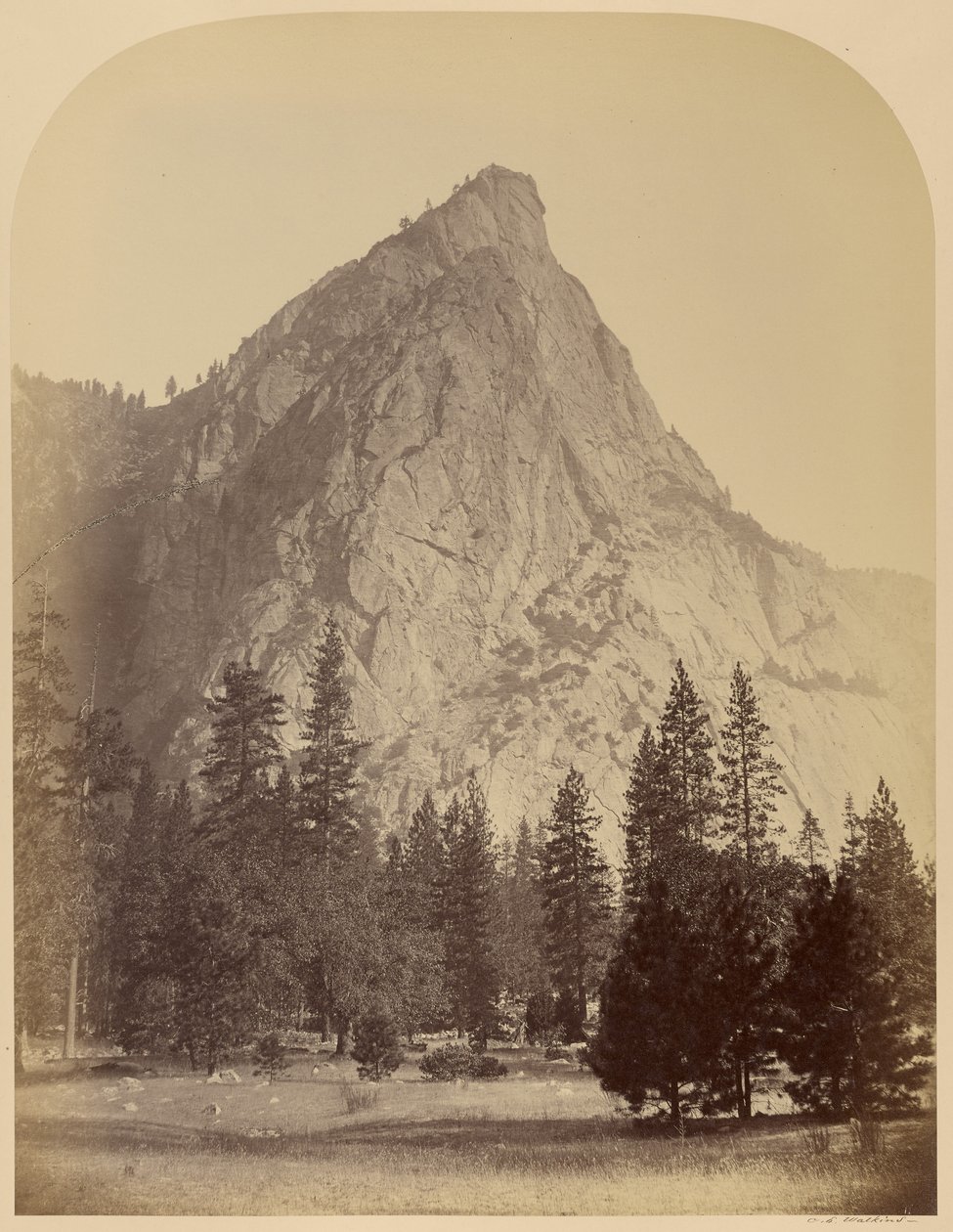 Tři bratři, pohled zepředu, 4480 stop, Yosemite od Carleton Watkins