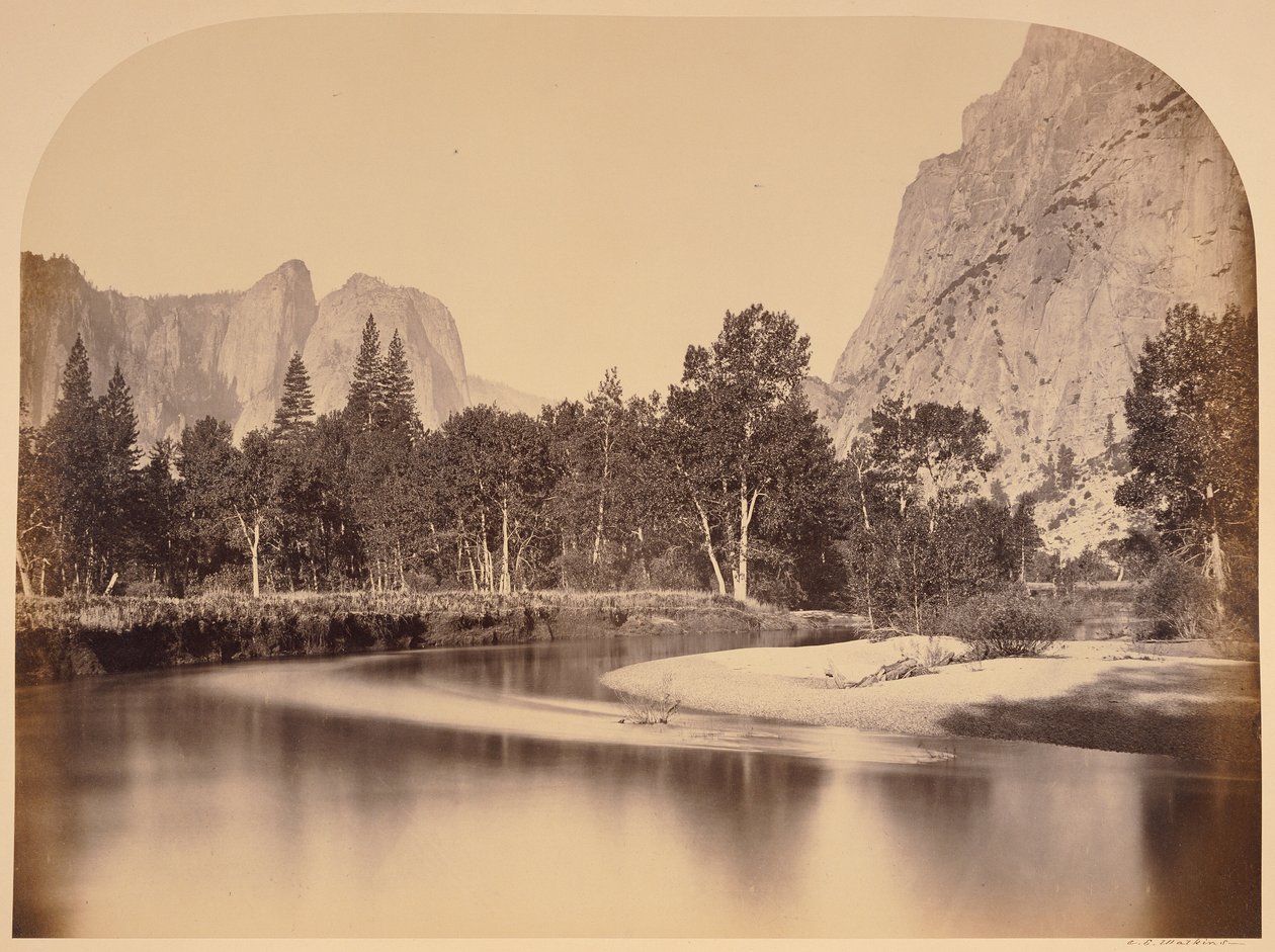 Pohled z Camp Grove dolů do údolí - Yo Semite od Carleton Watkins
