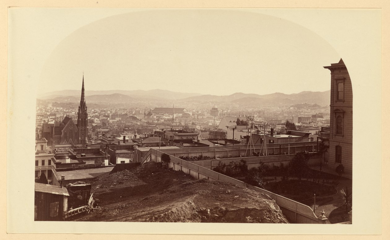 [Pohled z rezidence pana Crockera, Cal St. Hill, jihovýchodní pohled] od Carleton Watkins