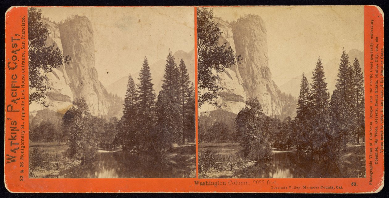 Washingtonský sloup, 2082 stop, Yosemitské údolí, Mariposa County, Ca od Carleton Watkins
