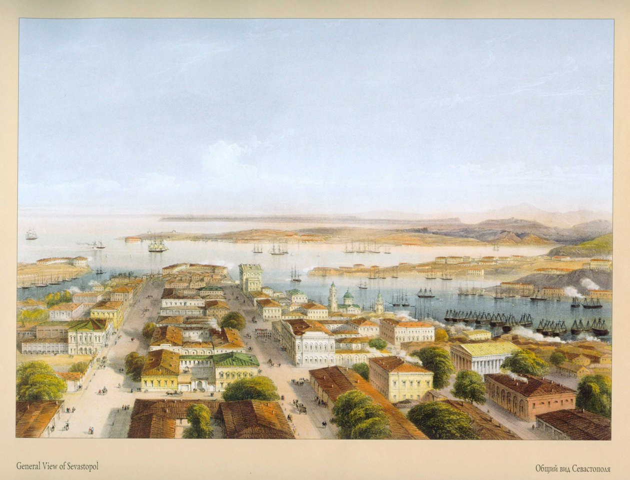 Carlo Bossoli. Celkový pohled na Sevastopol od Carlo Bossoli