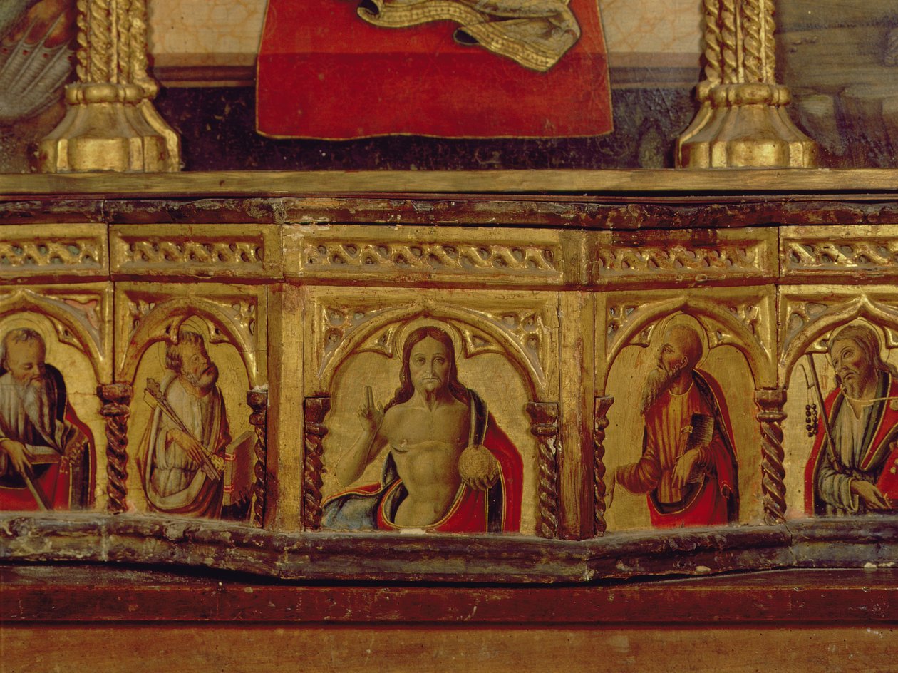 Kristus se svatým Petrem a Pavlem, z predely polyptychu San Martino (tempera na panelu) (viz 76669) od Carlo Crivelli