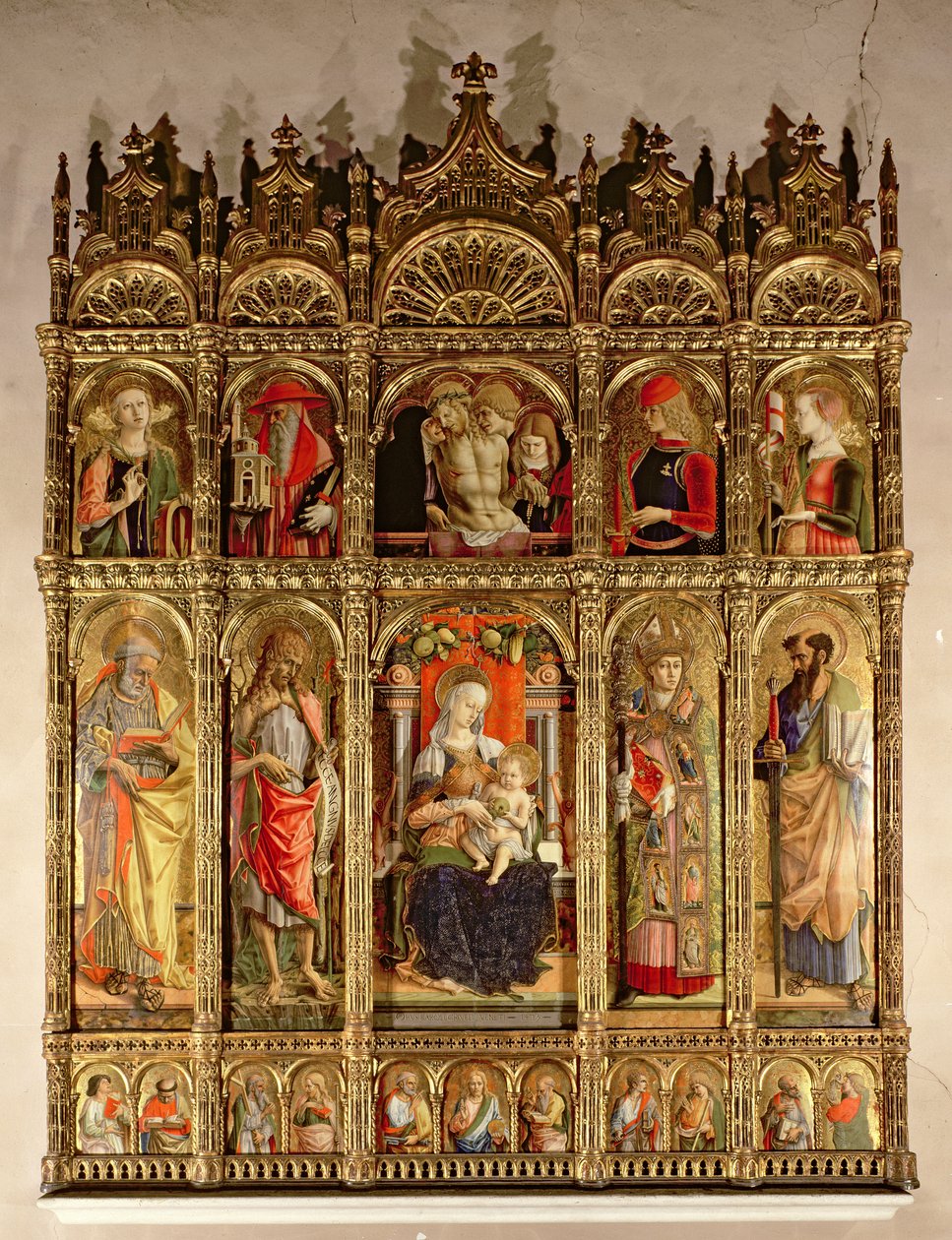 Madona s dítětem a světci, polyptych, 1473 (tempera na desce) od Carlo Crivelli