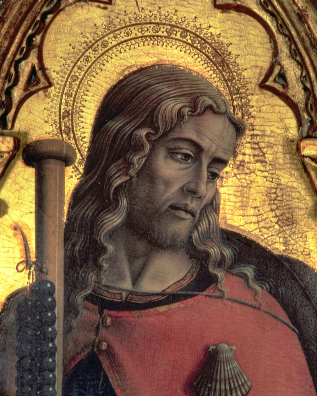 St. James, detail z polyptychu San Martino (tempera na panelu) (viz 76671 a 76669) od Carlo Crivelli