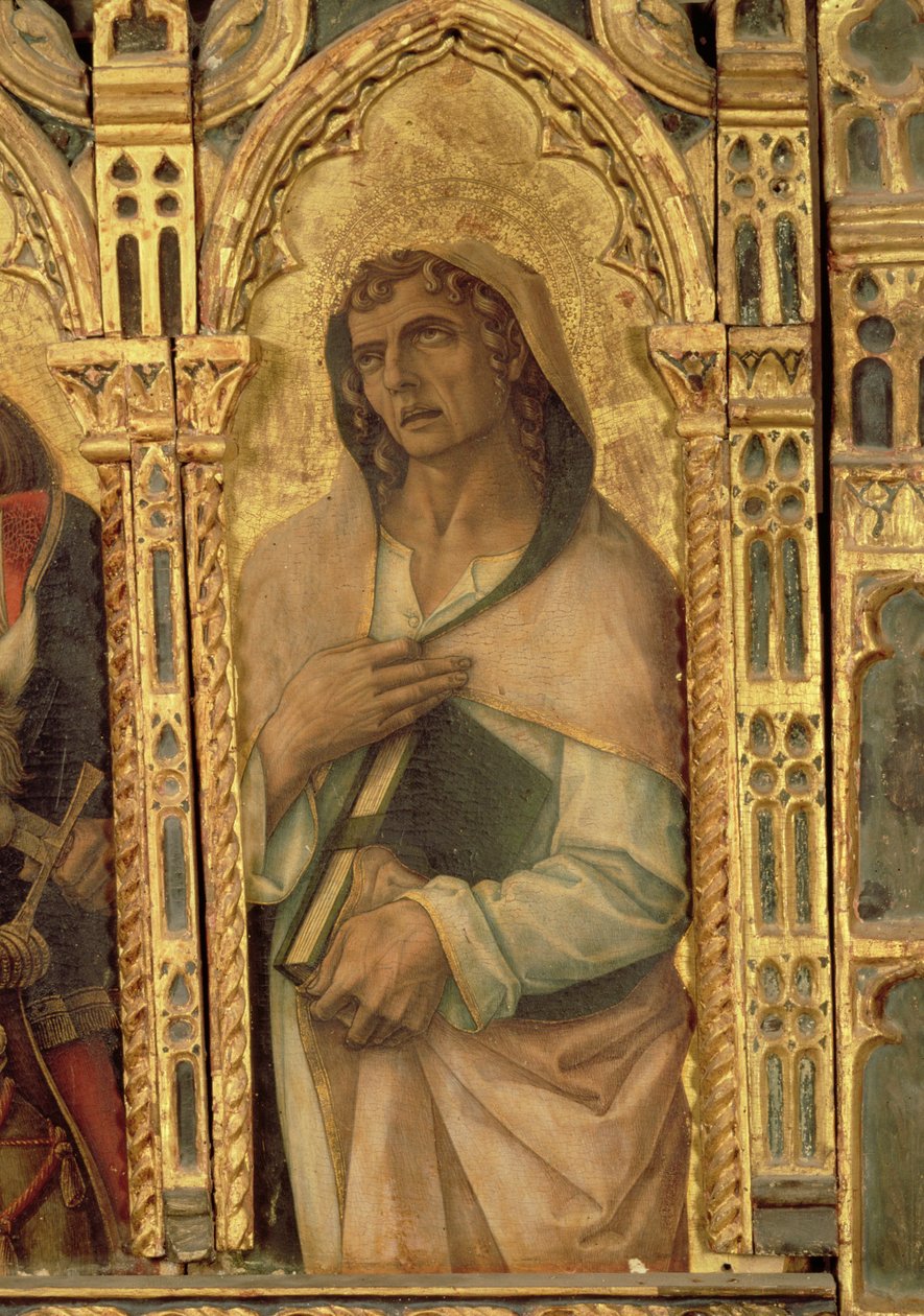 Svatý Jan Evangelista, detail z polyptychu San Martino (tempera na panelu) (viz 76669) od Carlo Crivelli