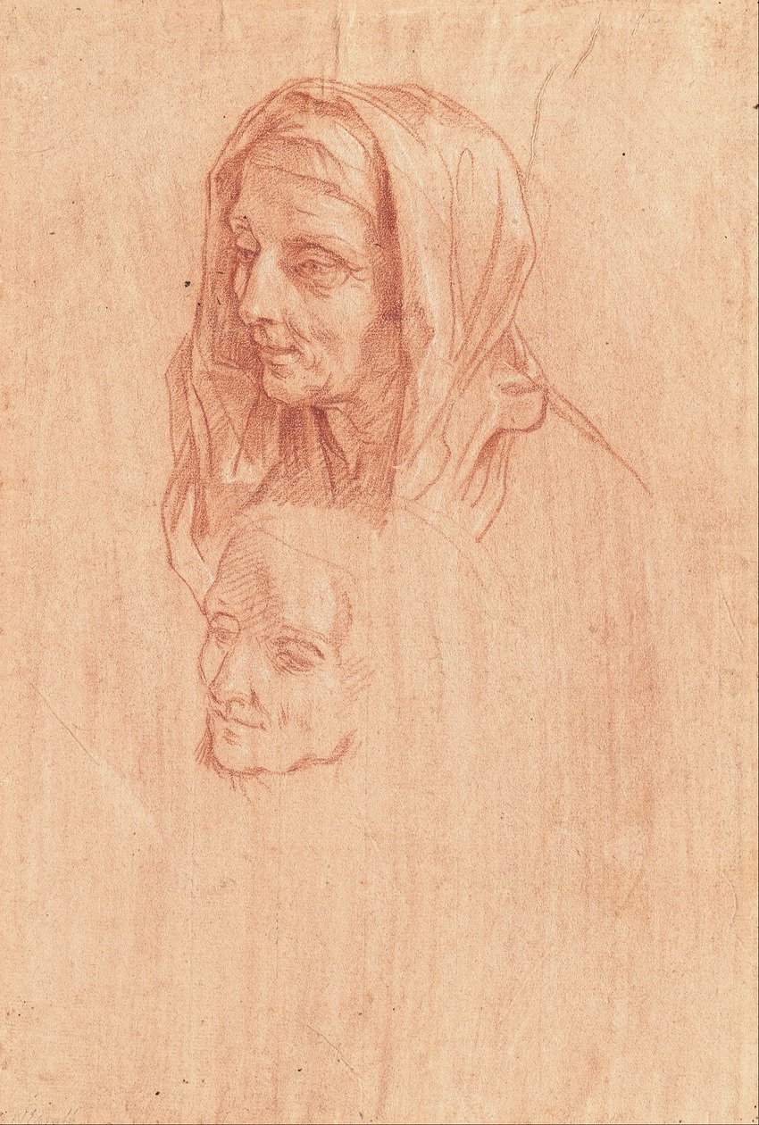 Dvě studie pro hlavu staré ženy od Carlo Maratta or Maratti
