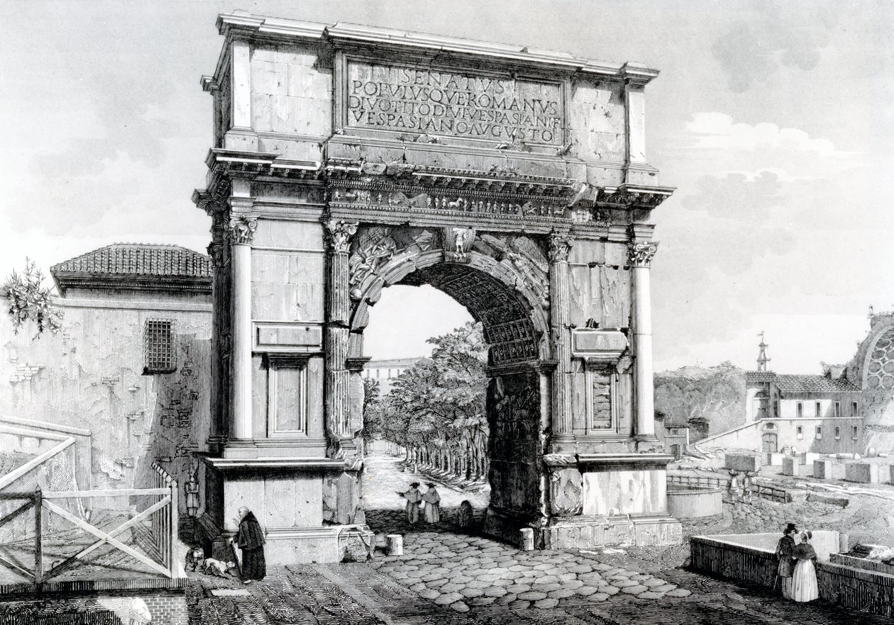 Titův oblouk, součást série „Pohledy na Řím“, 1845 od Carlo Piccoli