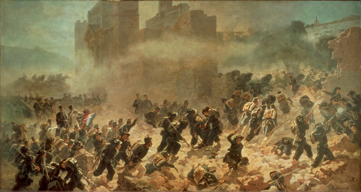 Prolomení Porta Pia, Řím 20. září 1870 (olej na plátně) od Carlo Ademollo