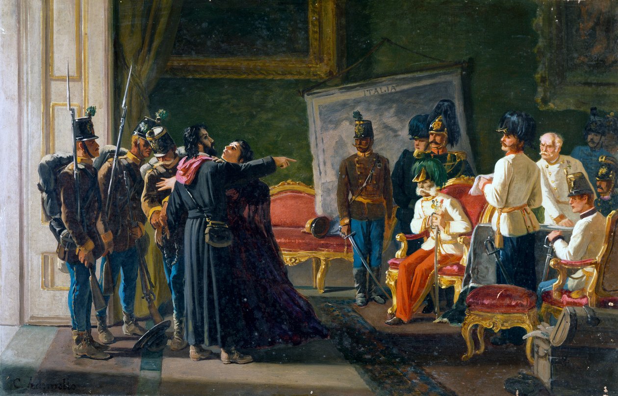 Ugo Bassi a jeho sestra Carlotta ve Villa Spada, cca 1866, olej na plátně, Carlo Ademollo (1825-1911) od Carlo Ademollo