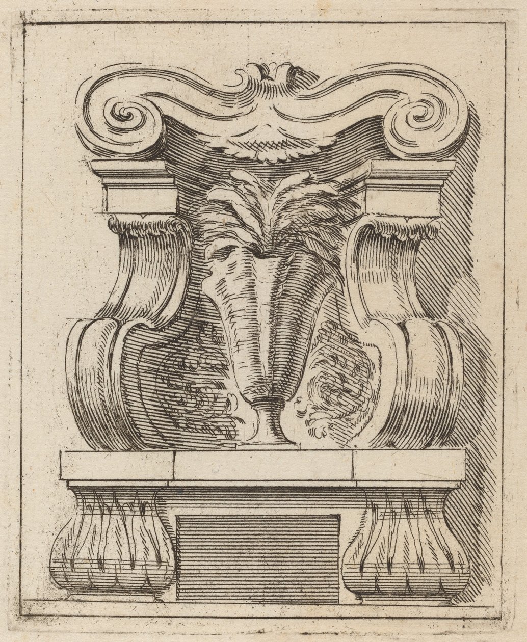 Architektonický motiv s vázou od Carlo Antonio Buffagnotti