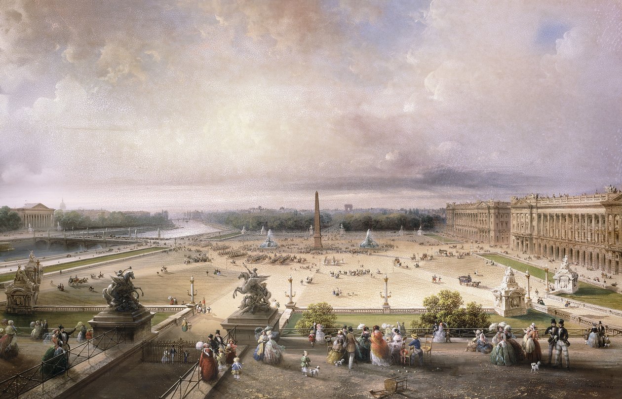 Place de la Concorde, Paříž, 1853 od Carlo Bossoli