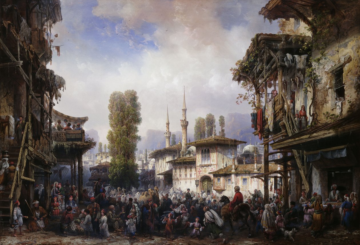 Náměstí Tatarů, Bahceka, 1854 od Carlo Bossoli