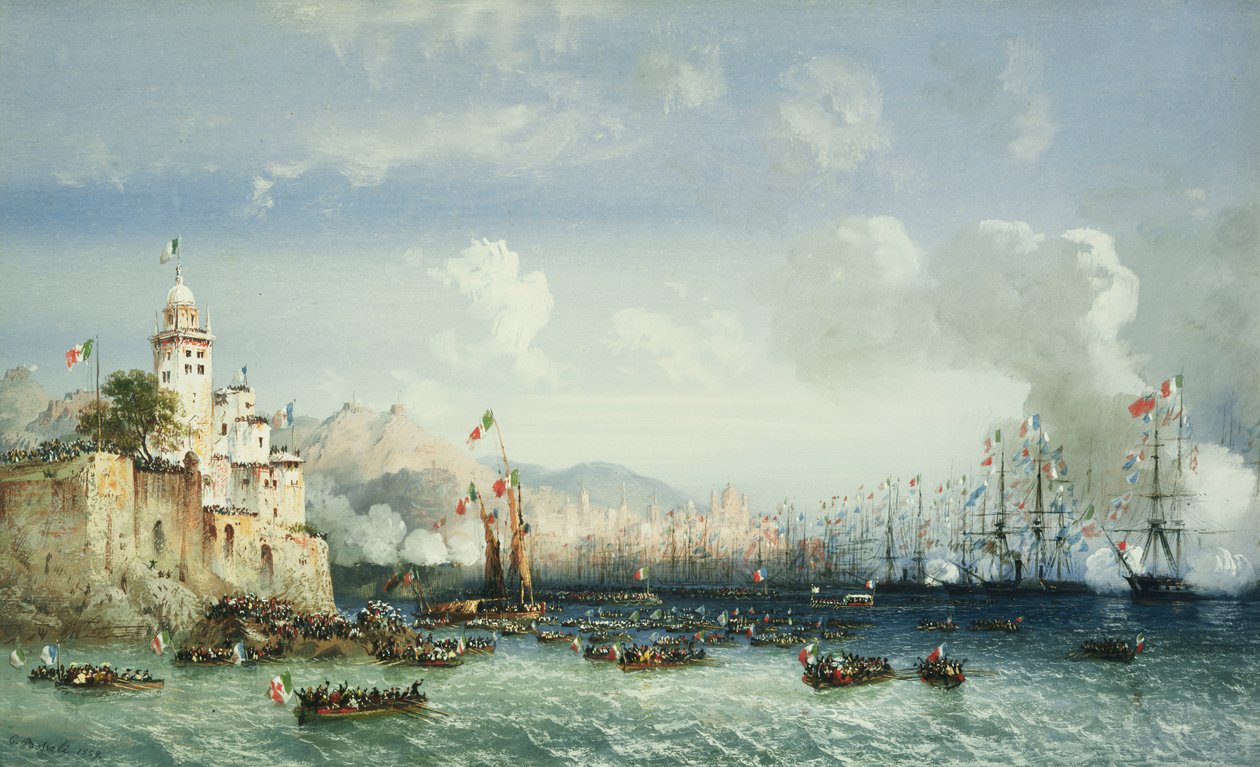 Válka v Itálii: Janov, Příjezd císaře Napoleona III., 1859 od Carlo Bossoli