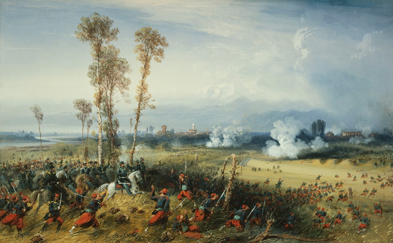 Válka v Itálii: Bitva o Palestro, král Sardinie v čele vojsk, 1859 od Carlo Bossoli