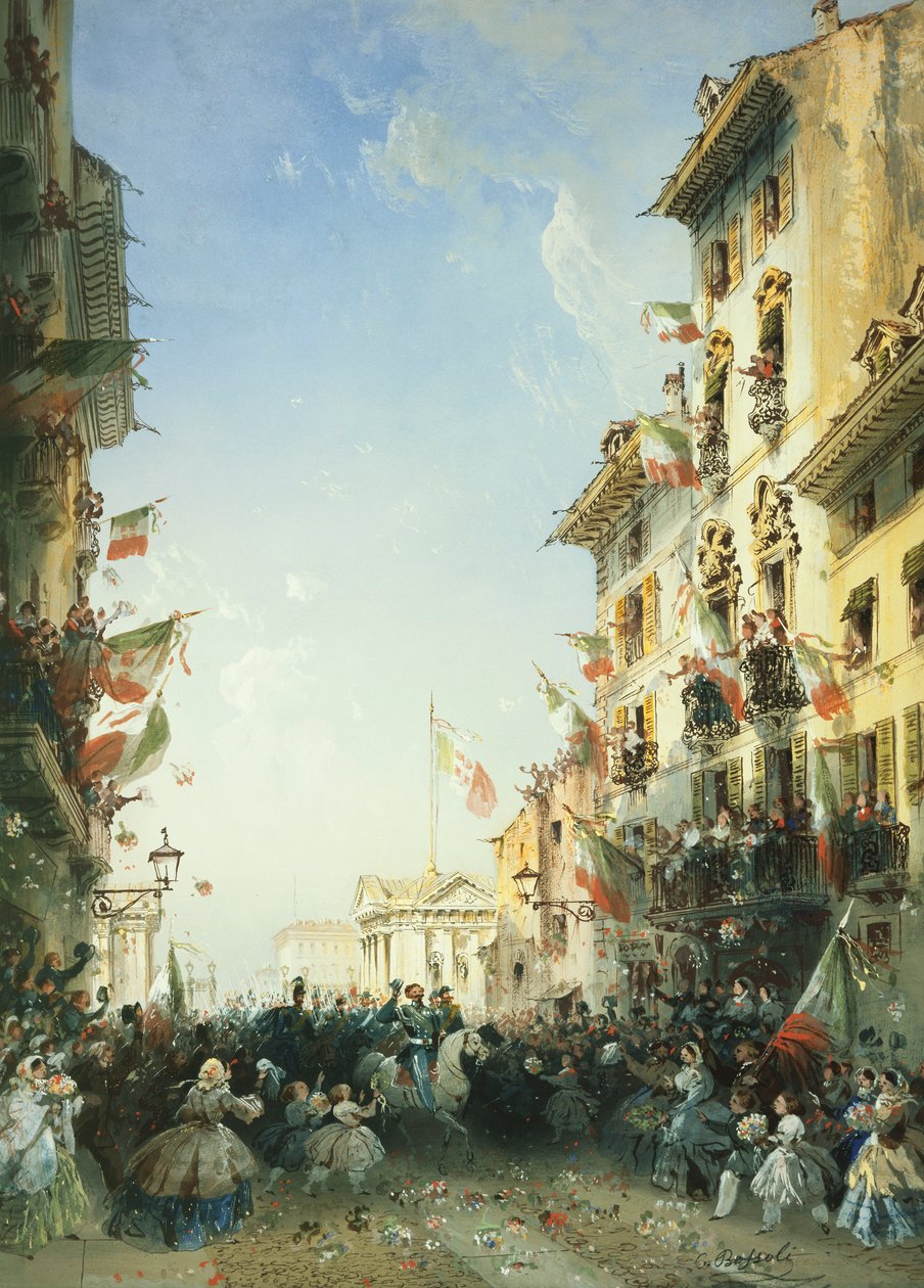 Válka v Itálii: Vstup krále Sardinie do Brescie, 1859 od Carlo Bossoli