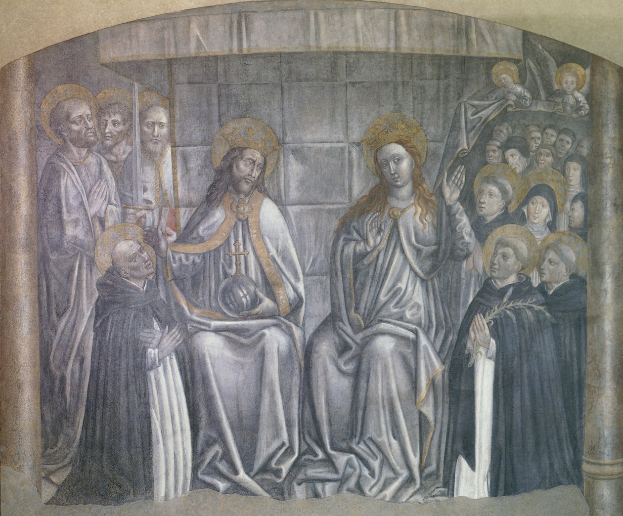 Kristus dává svět svatému Dominikovi v přítomnosti Panny Marie, freska Carlo Braccesco od Carlo Braccesco
