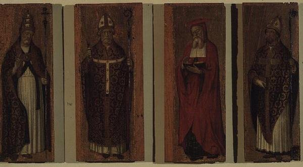 sv. Řehoř, sv. Ambrož, sv. Augustin, sv. Jeroným (polyptych) od Carlo Braccesco