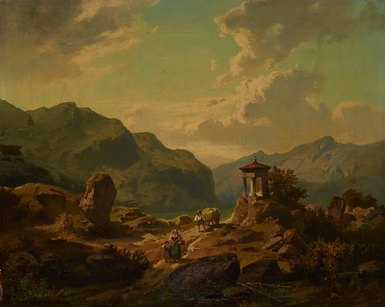Horská krajina s jezerem od Carlo Brioschi