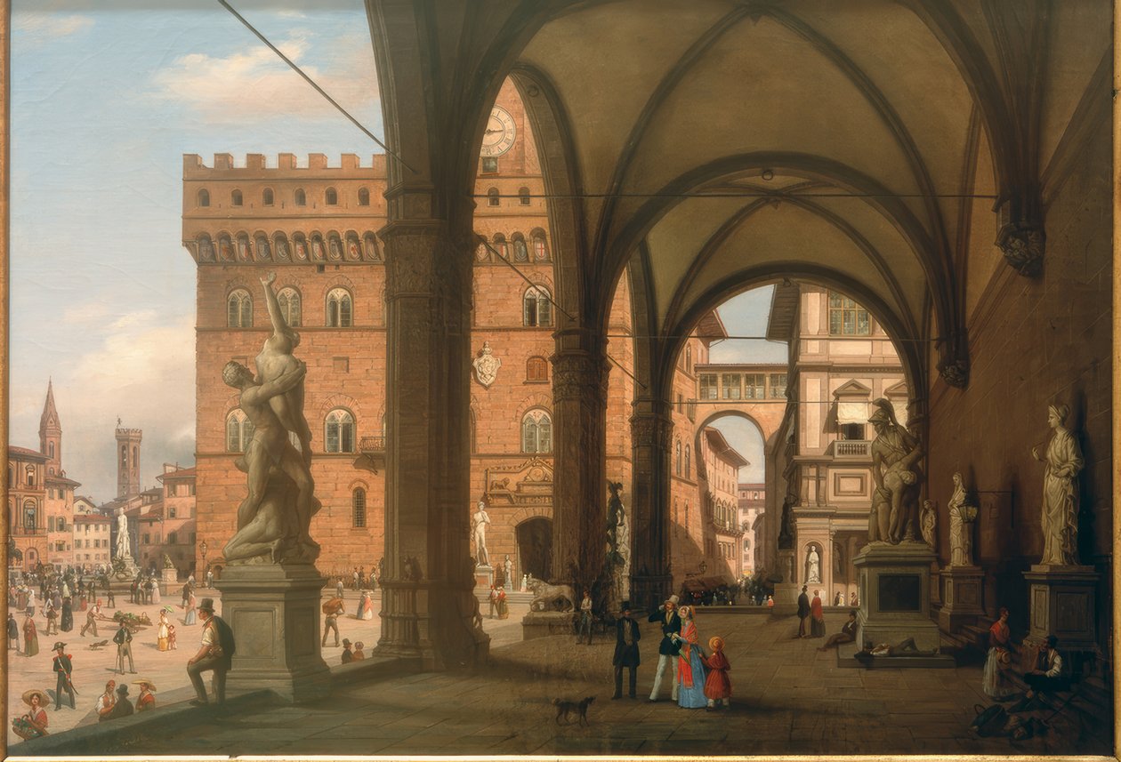 Pohled na náměstí Piazza del Granduca při pohledu z Loggia dei Lanzi od Carlo Canella