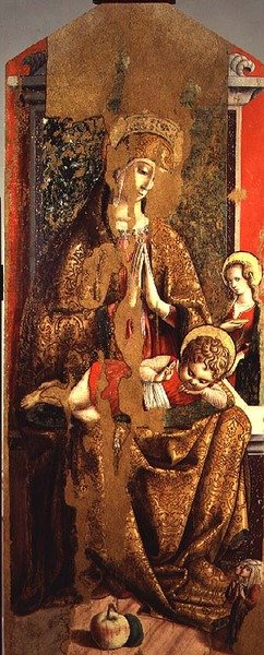 Madonna a dítě, centrální panel z druhého triptychu Valley Castellano (tempera na panelu) od Carlo Crivelli