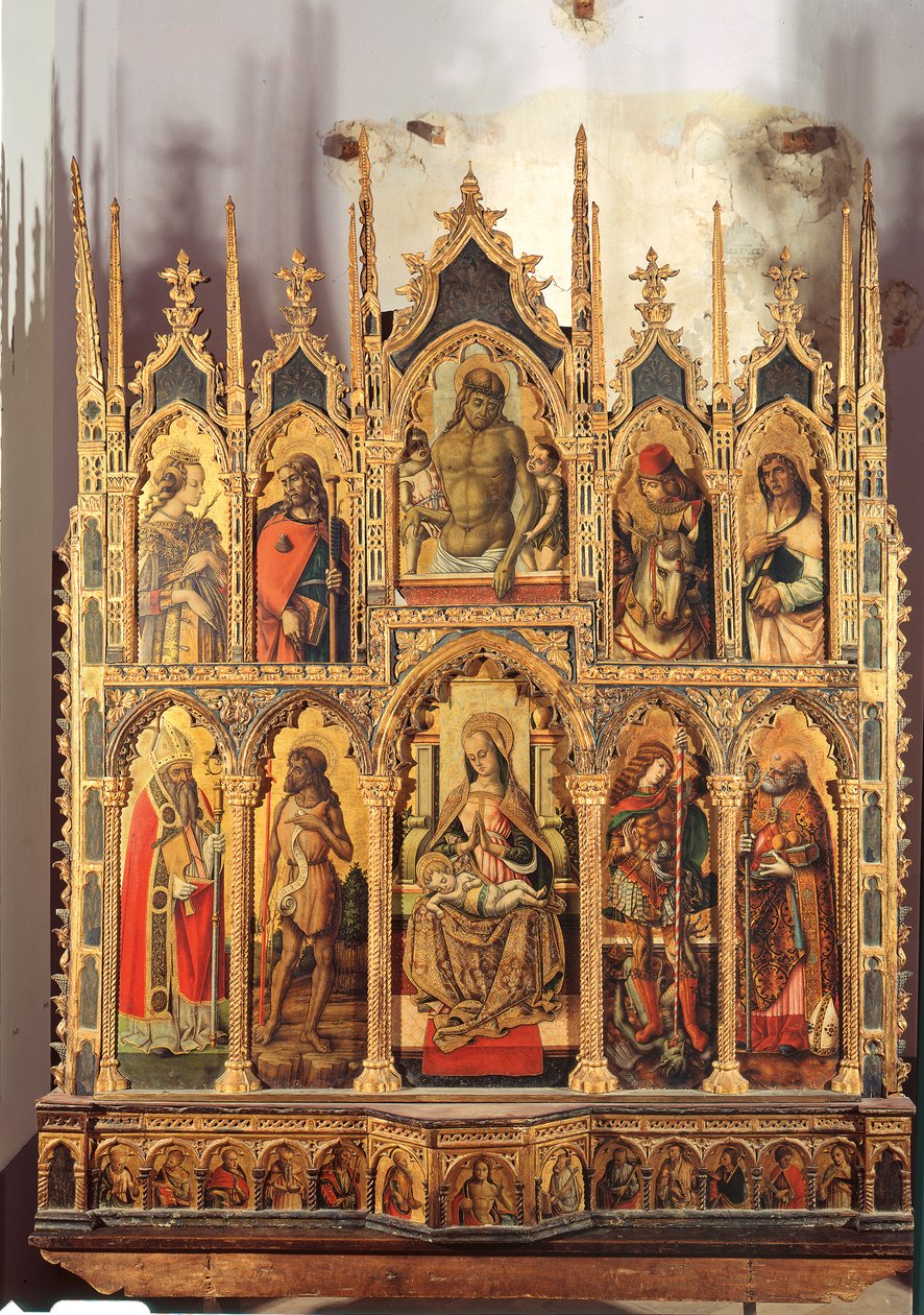 Madona s dítětem se svatými, polyptych (tempera na panelu) od Carlo Crivelli