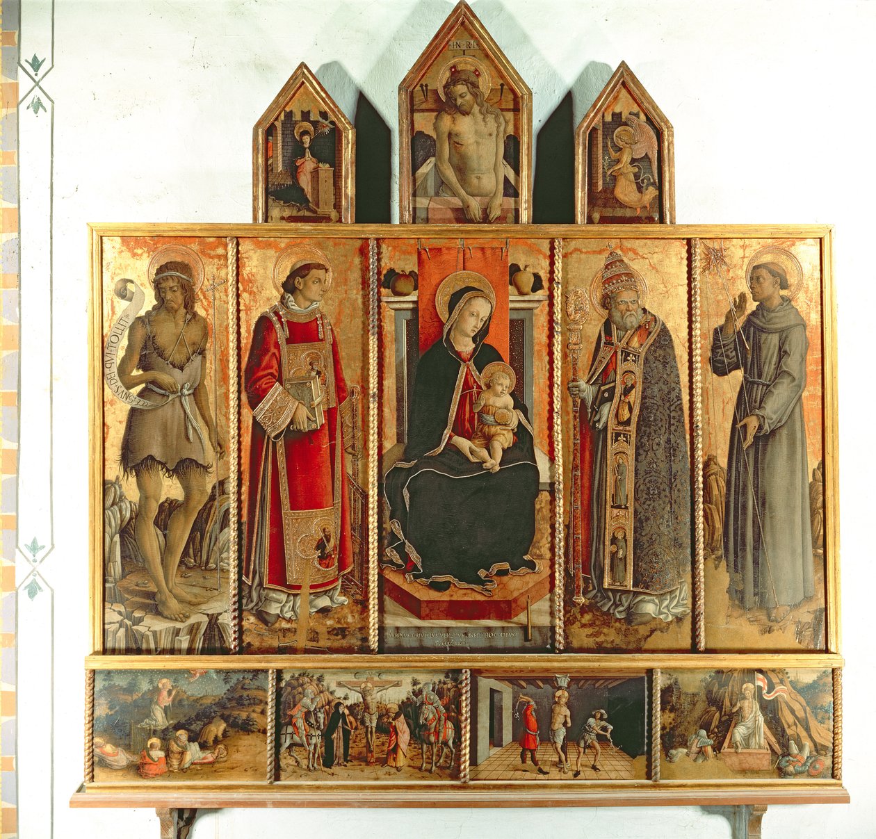 Madona s dítětem a světci, polyptych, 1468 (tempera na desce) od Carlo Crivelli