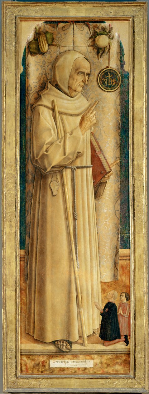 Svatý Jaques de la Marche a dva klečící dárci ... od Carlo Crivelli