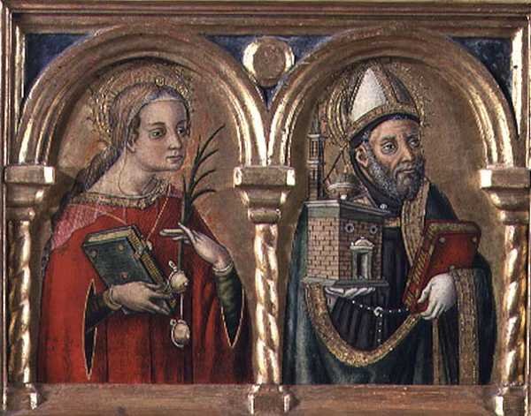 Svatá Agáta a sv. Augustin (panel predella) (detail 57606) od Carlo Crivelli