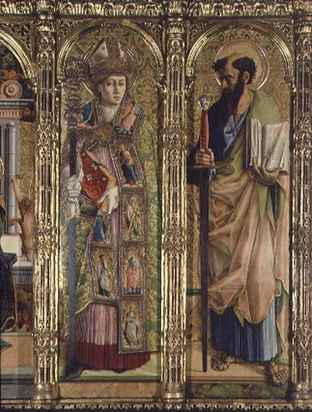 Svatý Emidius a svatý Pavel, detail z polyptychu Sant