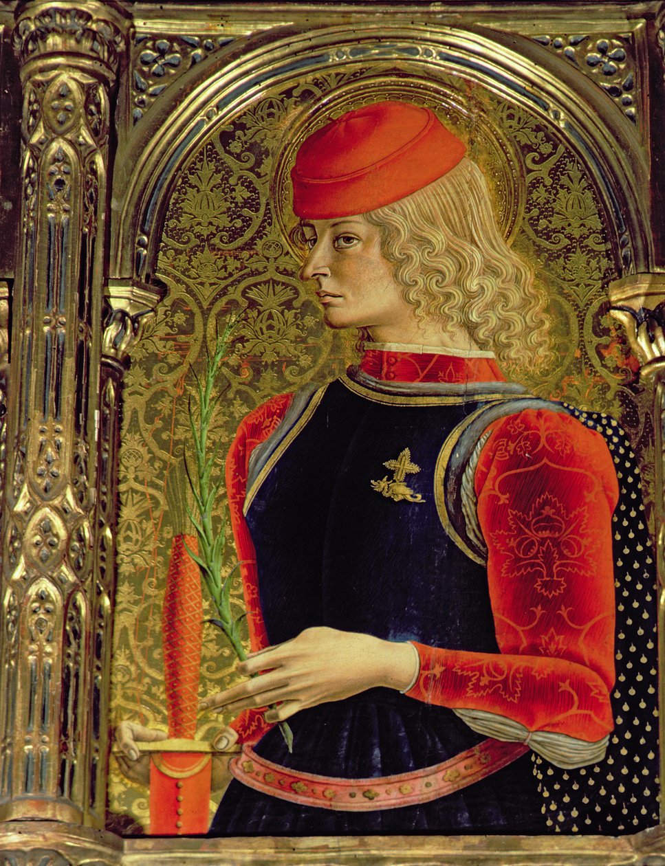 St. George, detail z polyptychu SantEmidio, 1473 tempera na detail panelu 76636 od Carlo Crivelli