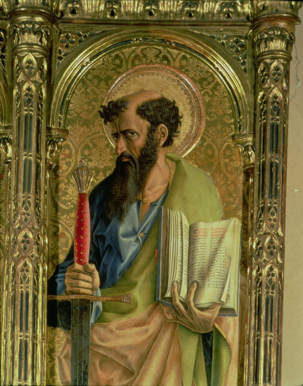 St. Paul, detail z polyptychu SantEmidio, 1473 tempera na detailu panelu 76636 a 76646 od Carlo Crivelli