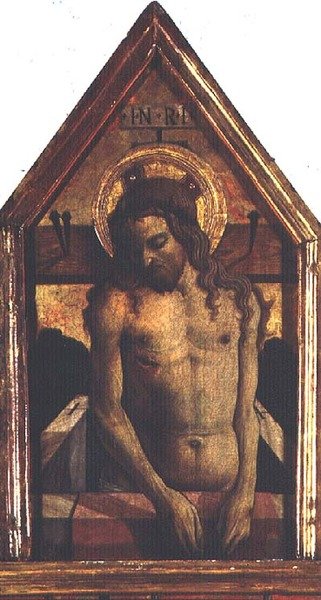 Vzkříšený Kristus, detail z polyptychu San Silvestro od Carlo Crivelli