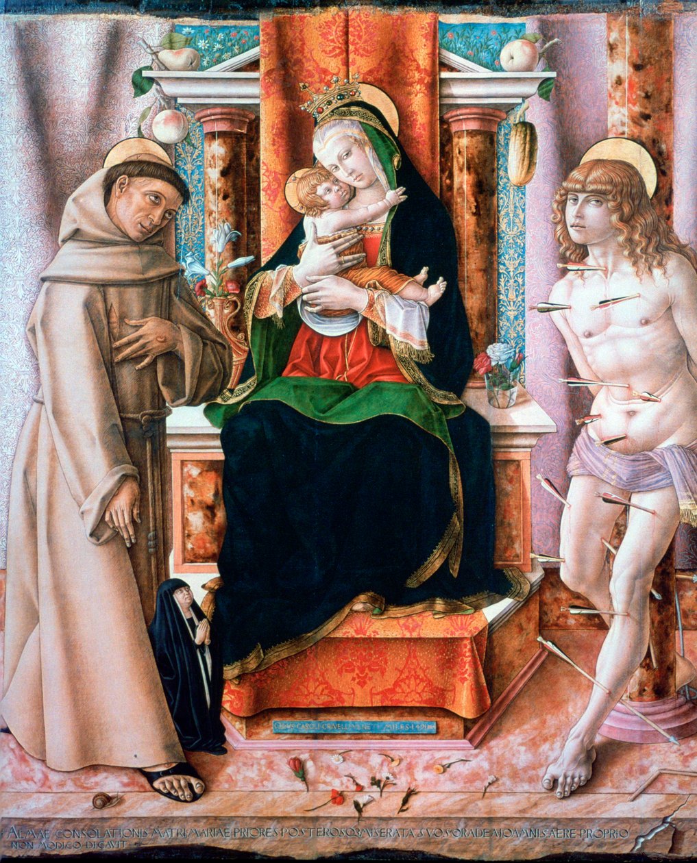 Panna a dítě se svatými Františkem a Sebastianem, 1491 od Carlo Crivelli