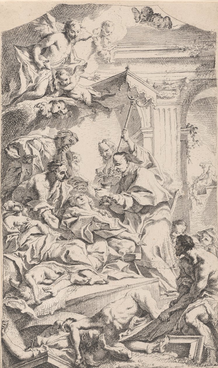 Svatý Karel podávající přijímání morem, 1725-75. od Carlo Innocenzo Carloni