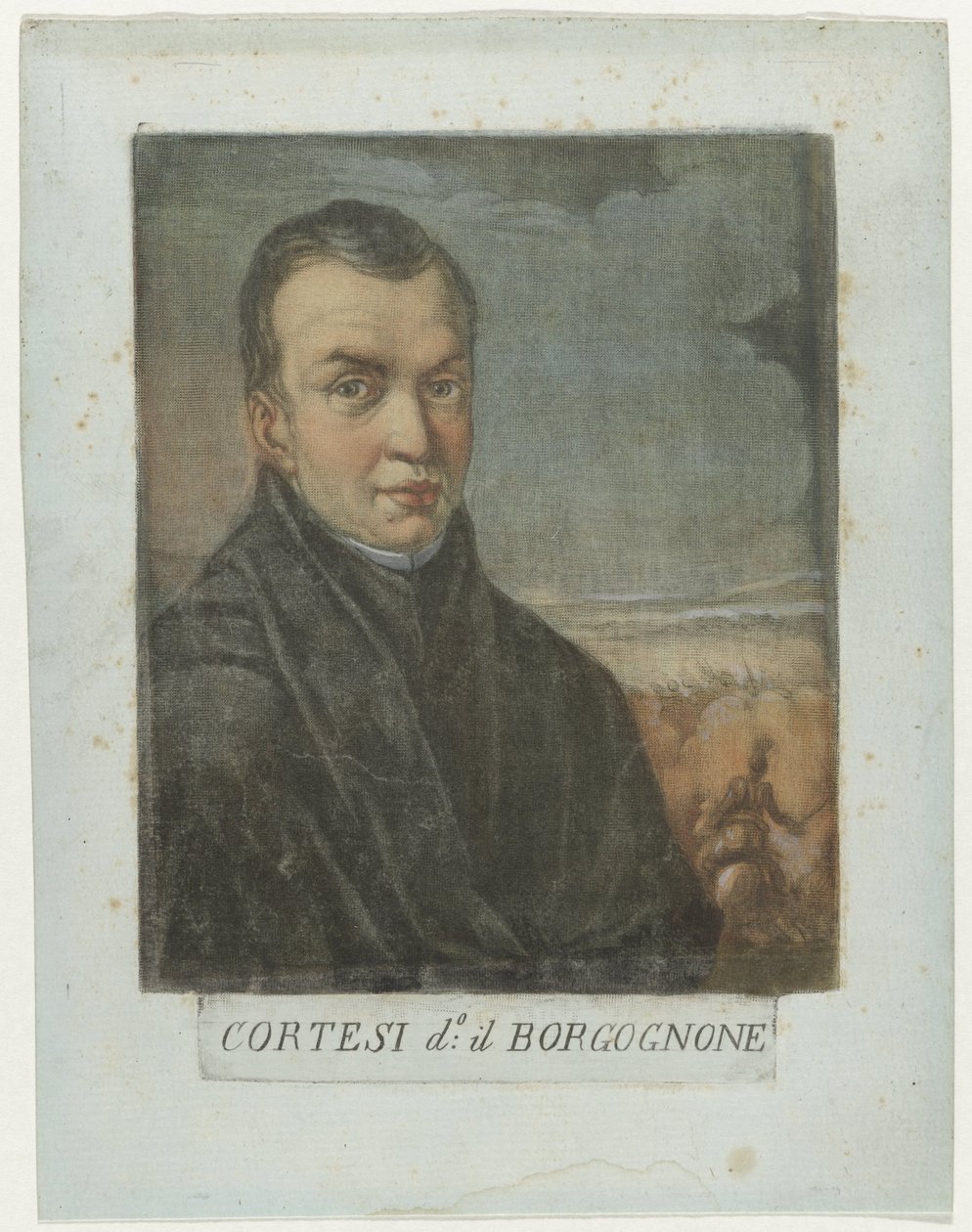 Portrét van Schilder Jacques Courtois Kunstenaars Zelfportret En in de Galleria degli Uffizi te Florence (název série) Autoportréty Real Galleria di Firenze (název série) od Carlo Lasinio