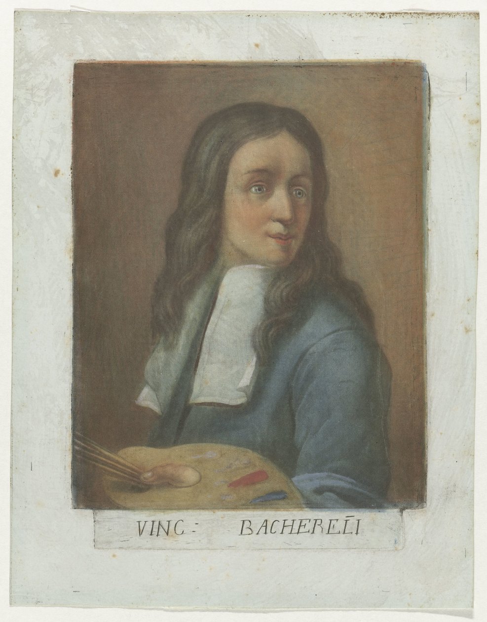 Portret van Schilder Vincenzo Bachereli Kunstenaarszelfportretten in de Uffizi Gallery te Florence (název série) Autoportréty Real Galleria di Firenze (název série) od Carlo Lasinio