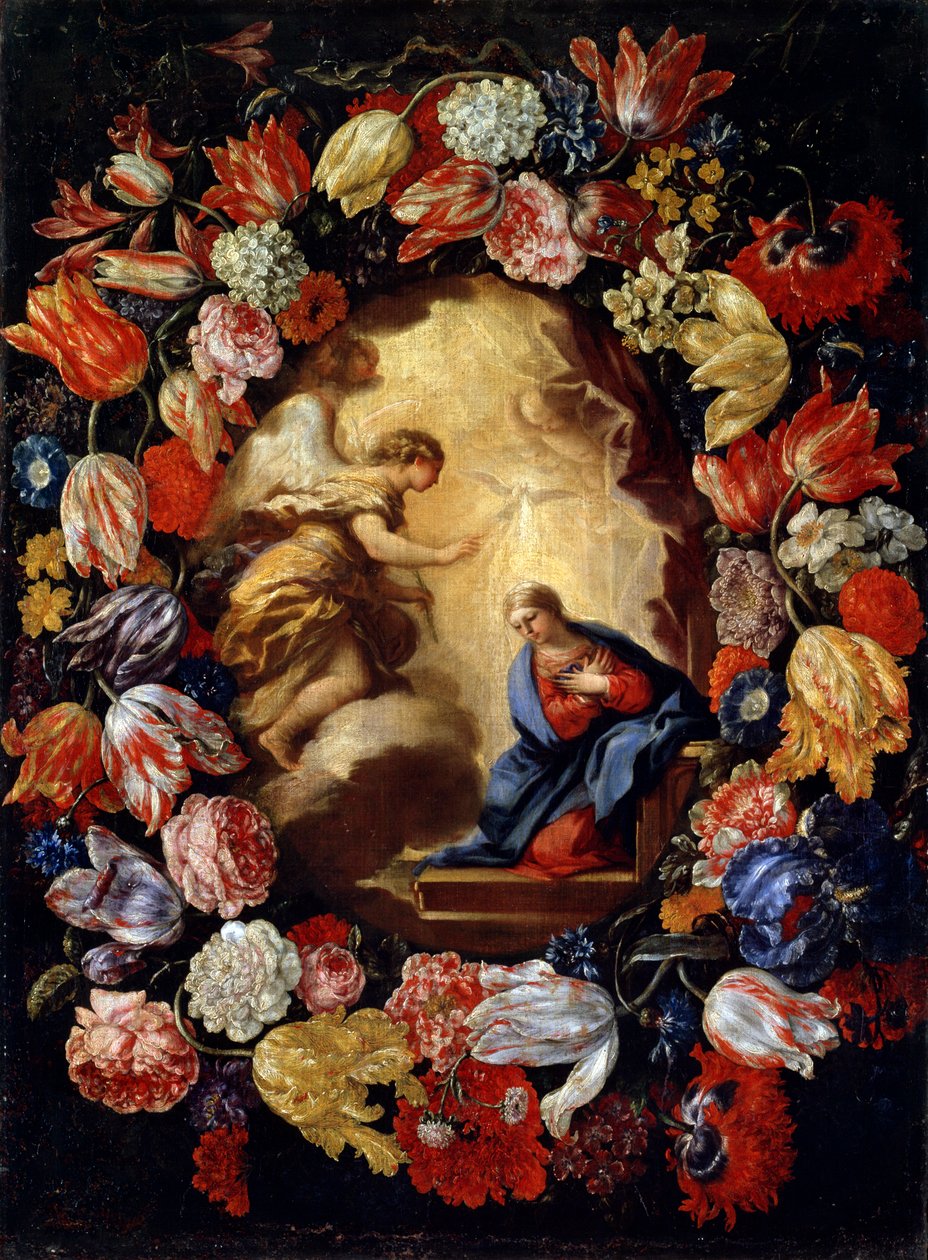Zvěstování s květinami, 17. nebo začátek 18. století od Carlo Maratta