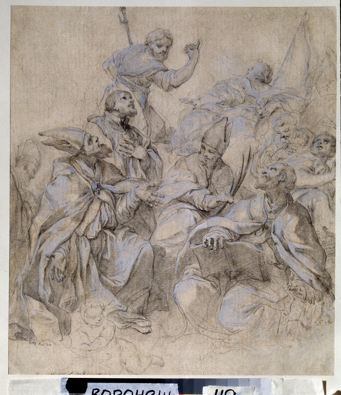Přípravná kresba fresky pro kostel Santa Maria del Popolo v Římě (kvaš a tužka na papíře) od Carlo Maratta or Maratti