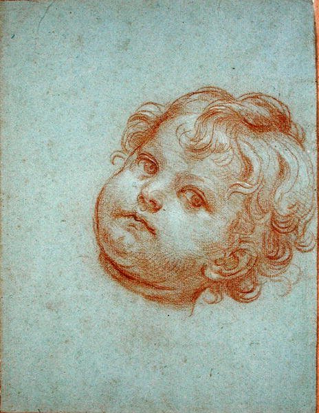 Hlava anděla (křída na papíře) od Carlo Maratta or Maratti