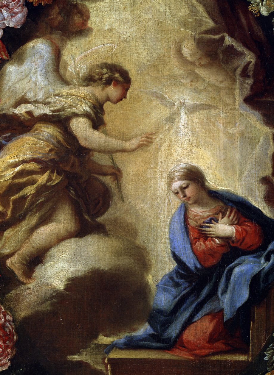 ""Zvěstování s květinami"" Obraz Carlo Maratta (1625-1713) Detail. Mikalojus Konstantinas Ciurlionis Muzeum výtvarného umění, Kaunas, Litva od Carlo Maratta or Maratti