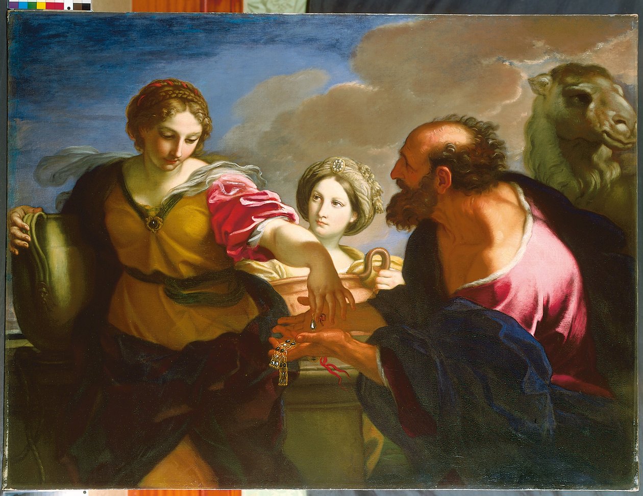Rebecca a Eliezer At The Well (olej na plátně) od Carlo Maratta or Maratti