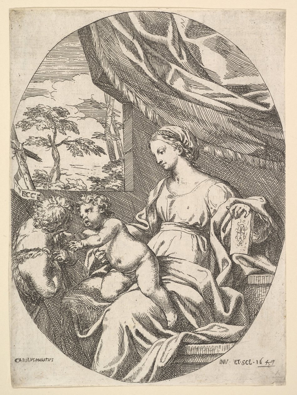 Panna a dítě s mladým svatým Janem Křtitelem, 1647. od Carlo Maratta or Maratti