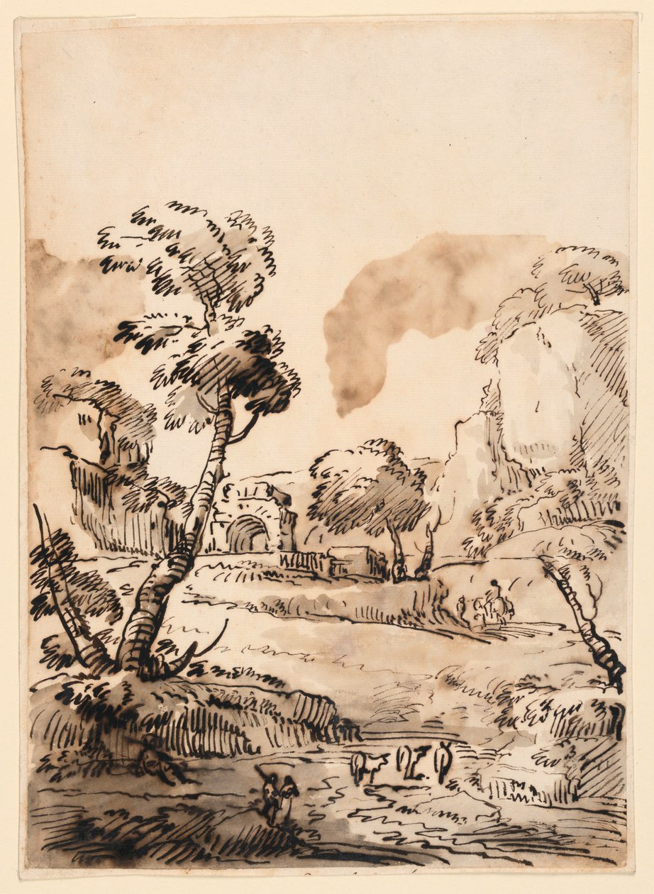 Kresba, Pastorální krajina, 1760-1780 od Carlo Marchionni