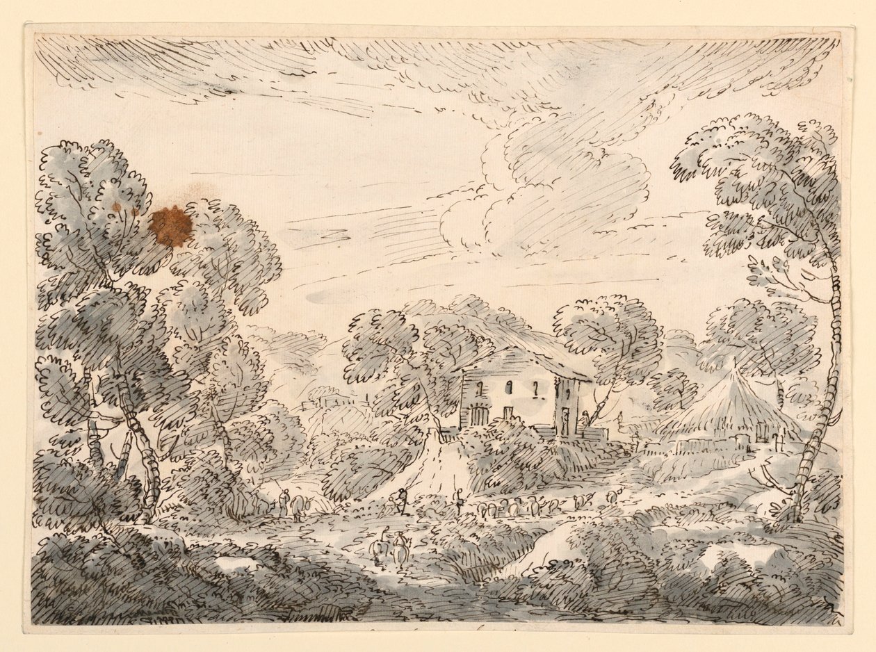 Kresba, Selské obydlí v dřevinách, 1750-1770 od Carlo Marchionni