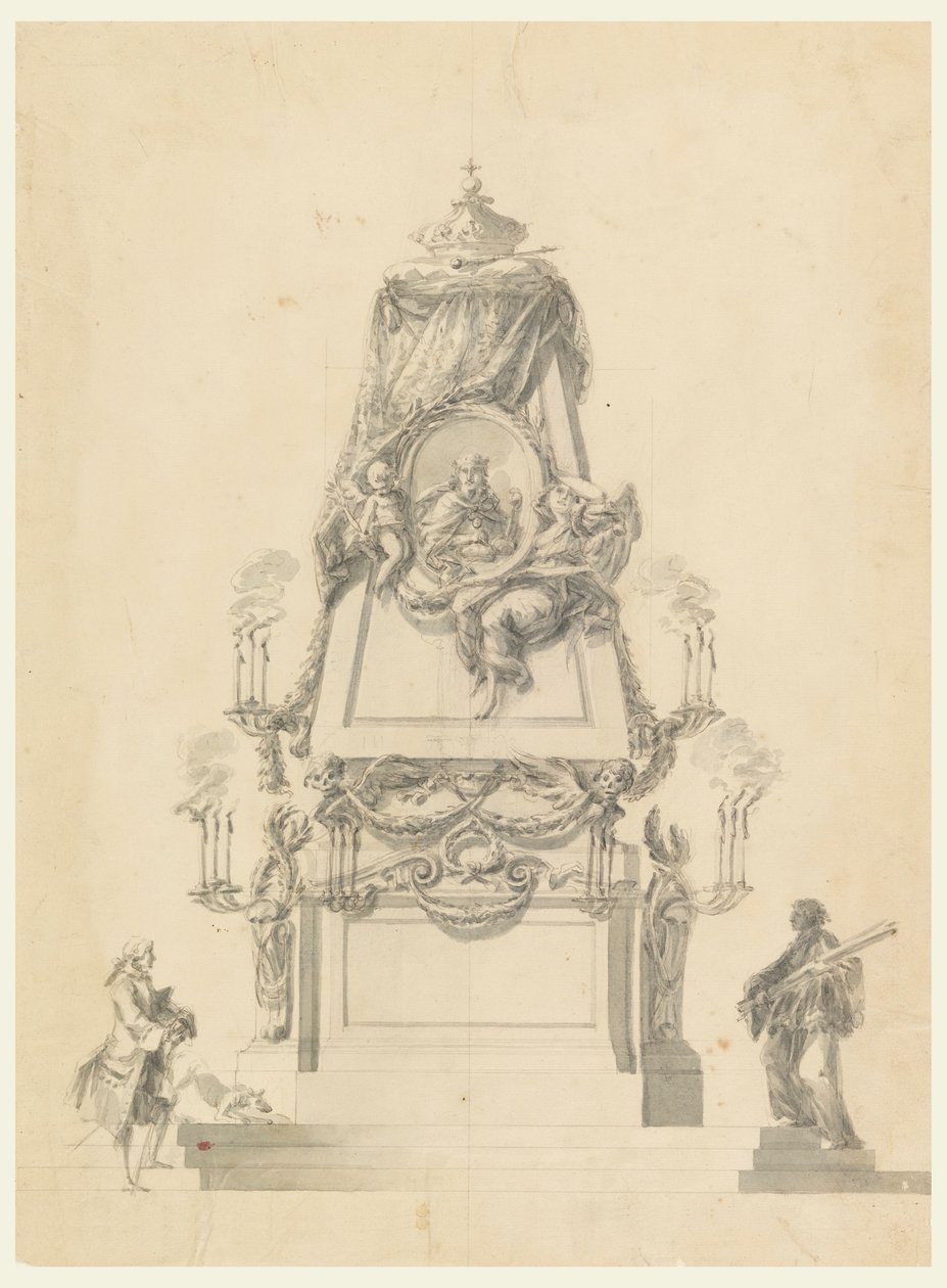 Kresba, Katafalk pro krále, asi 1765 od Carlo Marchionni