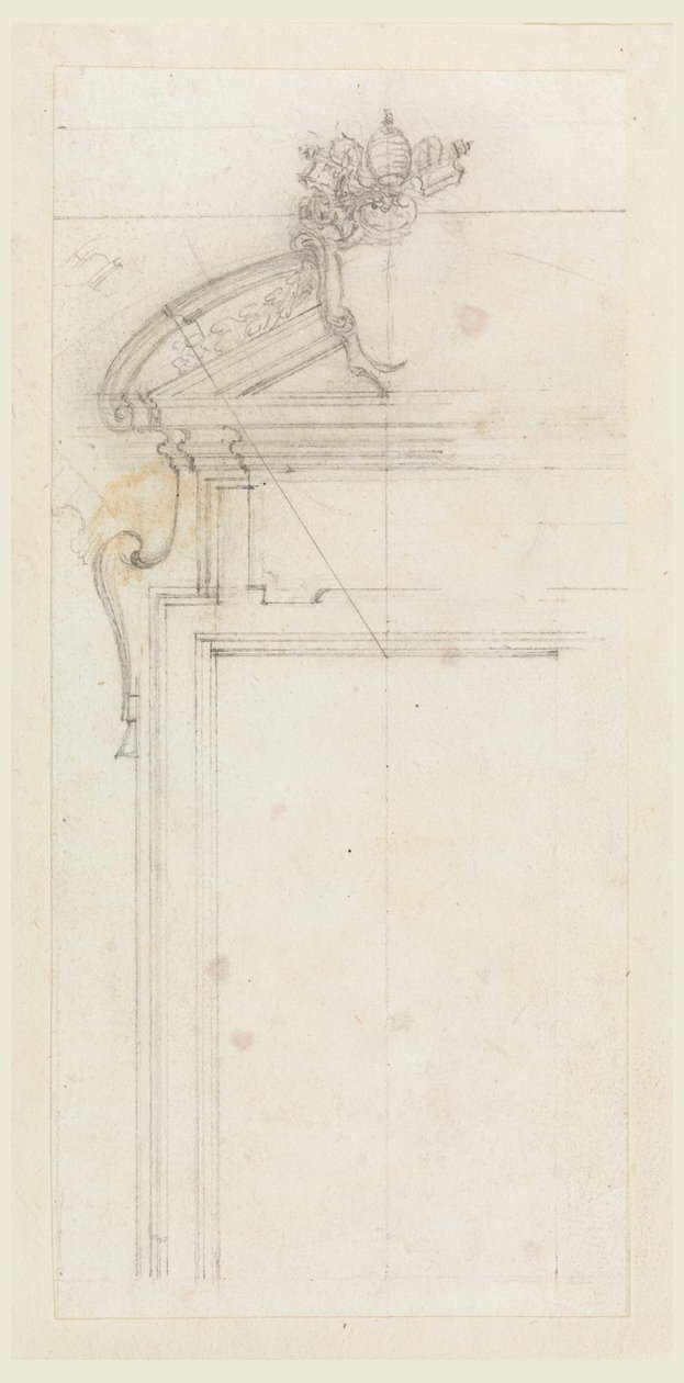 Kresba, návrh dveřní skříně, 1725-50 od Carlo Marchionni