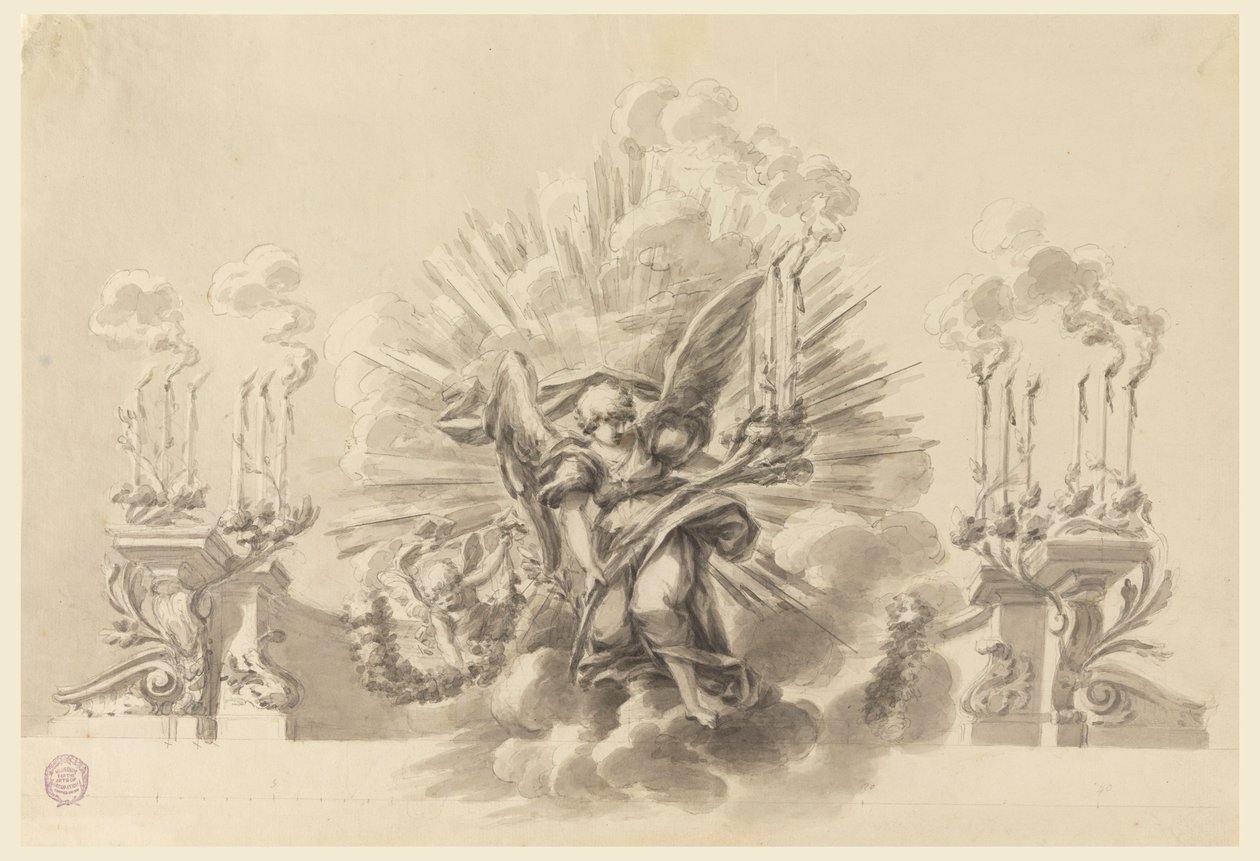 Kresba, Návrh slavnostní výzdoby, asi 1760 od Carlo Marchionni