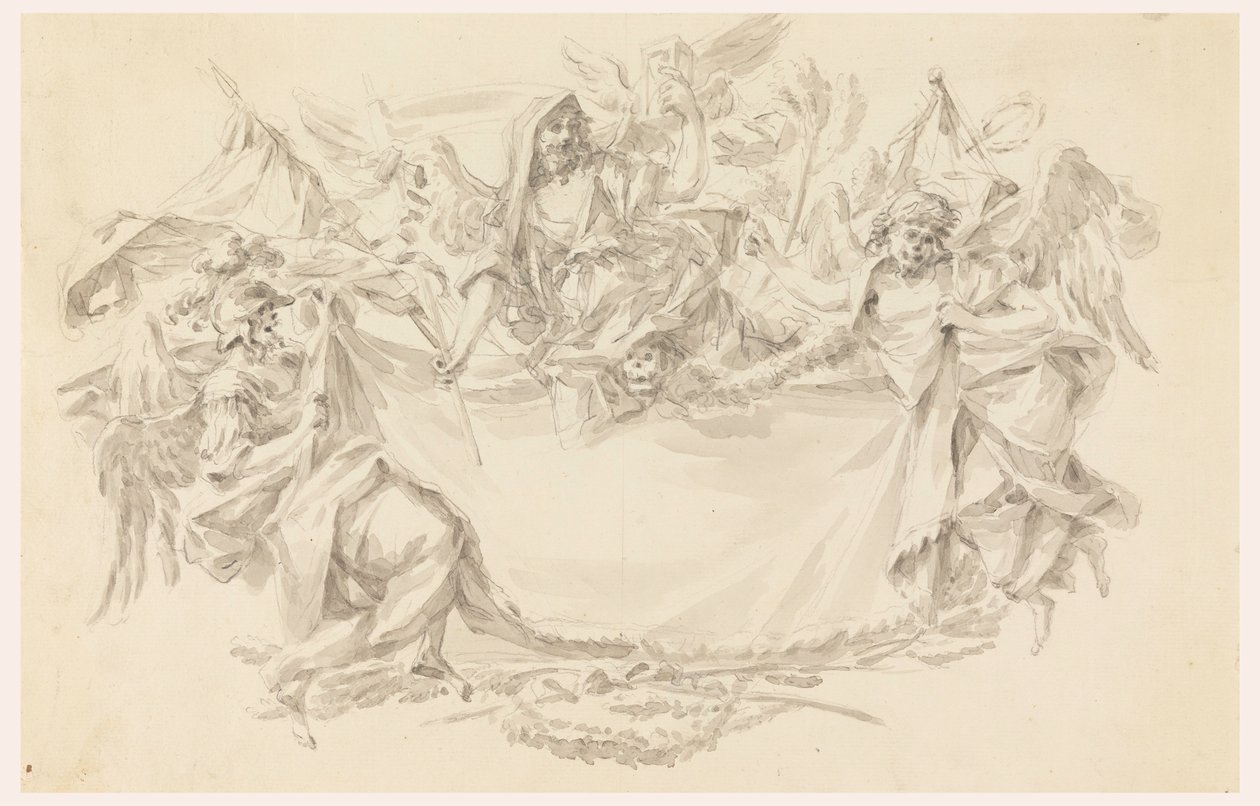 Kresba, Návrh látky jako místa pro nápis, 1750-86 od Carlo Marchionni