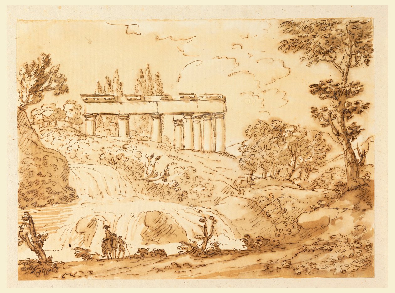 Kresba, Krajina s ruinami chrámu, 1770-1786 od Carlo Marchionni